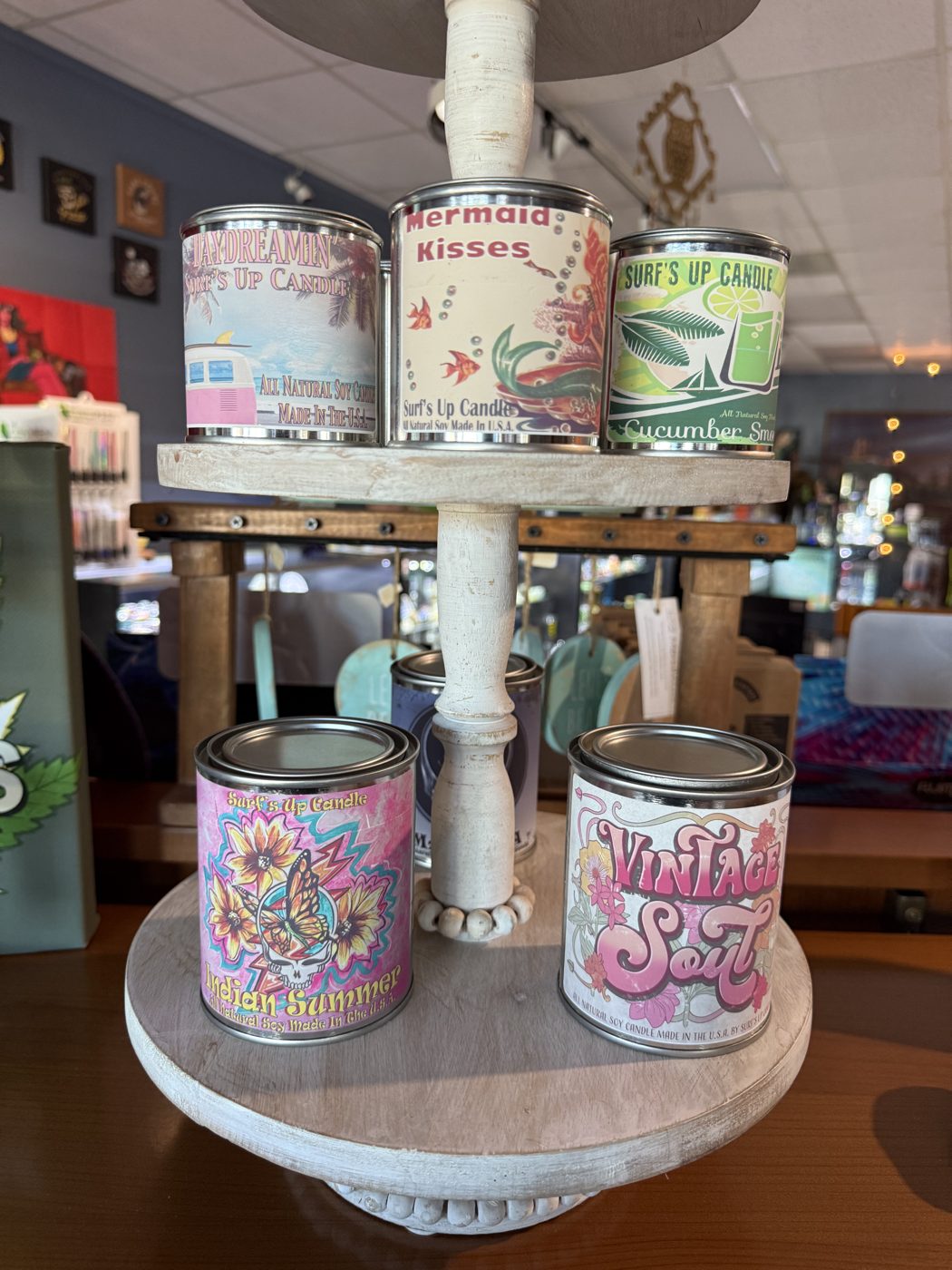 Candles and holistic goods on display