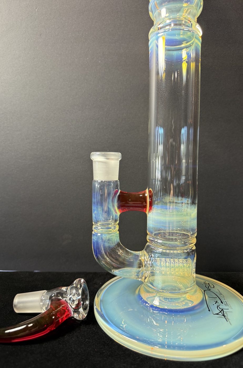 Blue-base perc tube at Mr. Wigz Smoke Shop