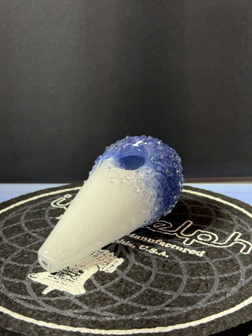 Blue & white spike pipe at Mr. Wigz Smoke Shop