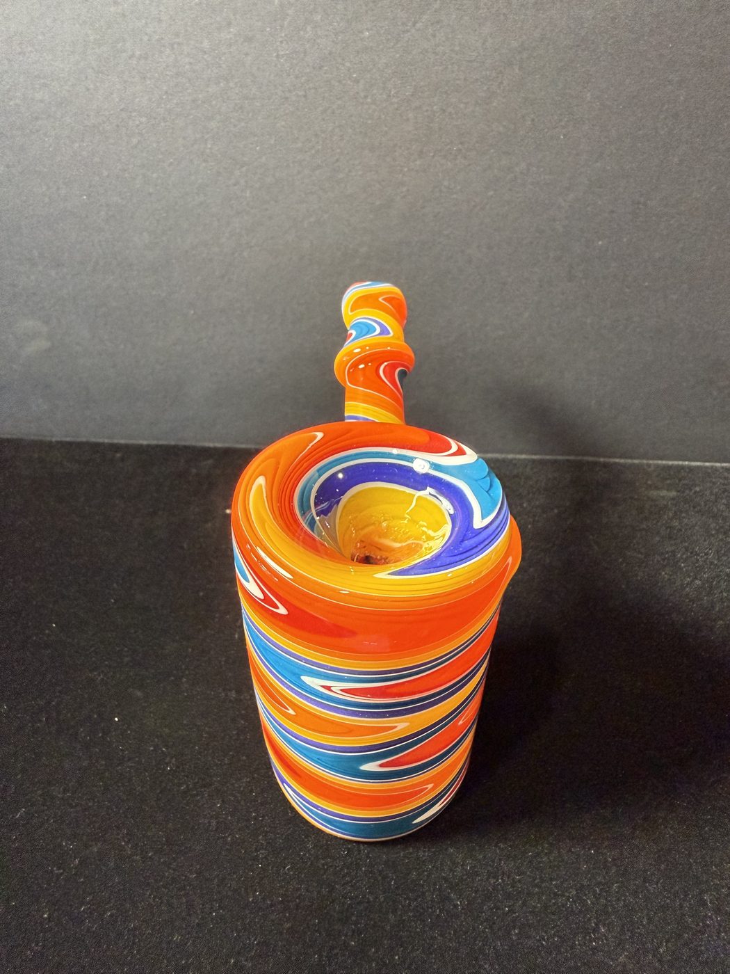 Orange & blue linework chillum at Mr. Wigz Smoke Shop